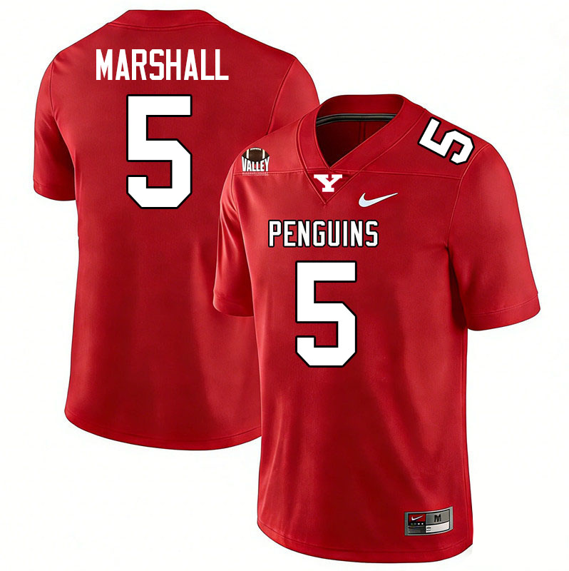 Youngstown State Penguins #5 Carston Marshall College Football Jerseys,Uniforms-Red